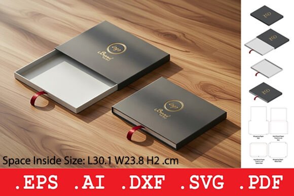 3D SVG Objects: Square Drawer Rigid Box with Ribbon Pull