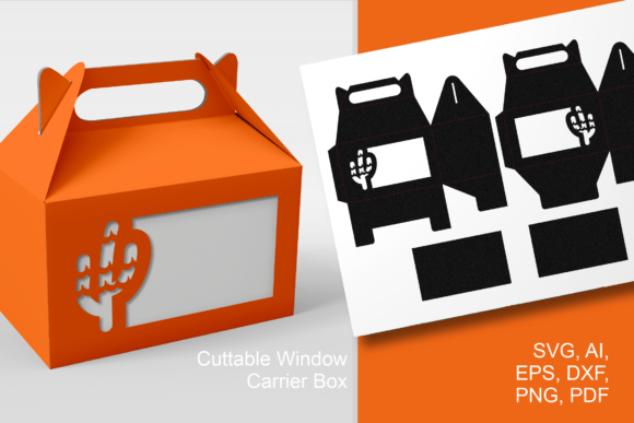 Cactus Wide Window - Gable Favor Box SVG for 3D SVG Holidays