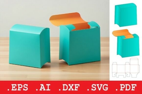 Curved Lid Tuck Top Box: A 3D SVG Asset for Objects