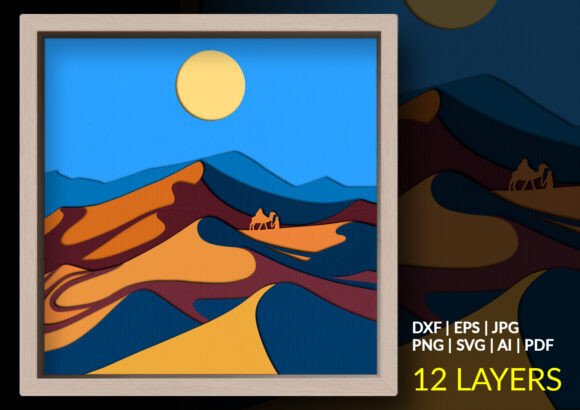 Desert Camel Shadow Box: A 3D SVG for Layered Projects