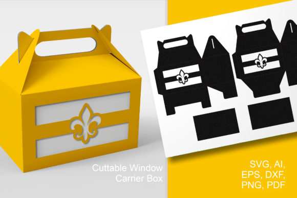 Fleur De Lis Gable Box: 3D SVG for Mardi Gras
