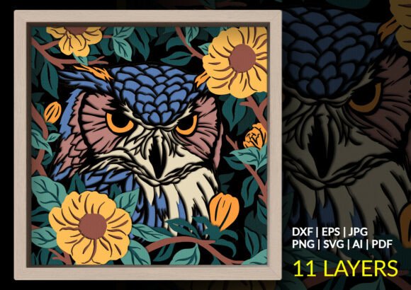 Floral Owl Shadow Box: A 3D SVG for Modern Shadow Boxes