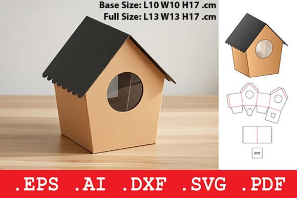 House Shape Gift Box with Window: A 3D SVG for Objects
