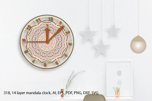 Mandala Clock Graphics for Crafts Branding
