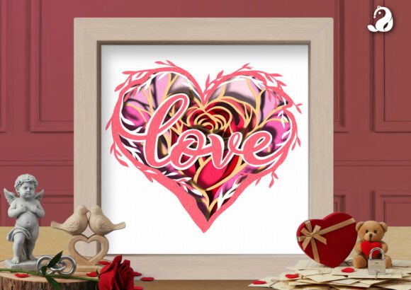 Rose Floral Heart Shadow Box SVG: A 3D SVG Review