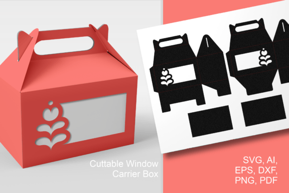 Scandi Flower Wide Window Gable Gift Box: 3D SVG for Spring