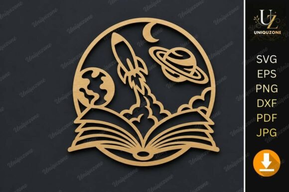 Space Rocket Book SVG: Laser Cutting Freebies