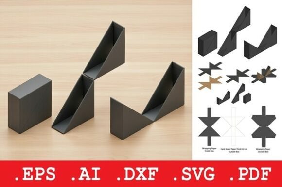 Square Box Triangular Diagonal Rigid Box: 3D SVG Objects