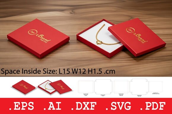Square Rigid Jewelry Box with Lid: 3D SVG Objects
