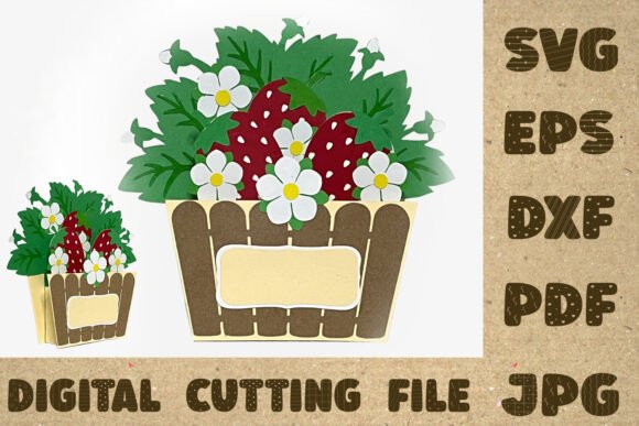 Valentine Strawberry Basket 3D SVG Freebie